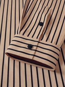 Manfinity Mode Men's Business Casual Long Sleeve Striped Shirt, Formal, Ceremony - Khaki - View 7