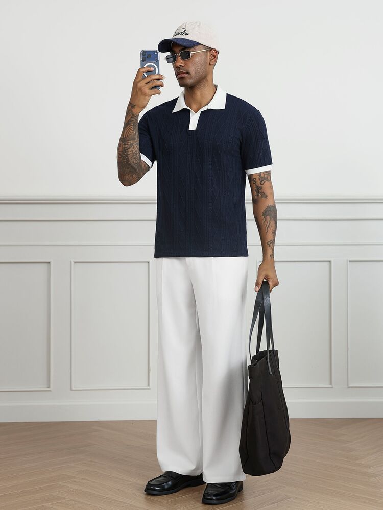 HUEFORM Men's White Italian Decorative Buckle Double Pleated Relaxed Fit Wide Leg,Wrinkle-Resistant Fabric Is Easy To Care For.Suitable For Everyday Outfits, - White - View 4