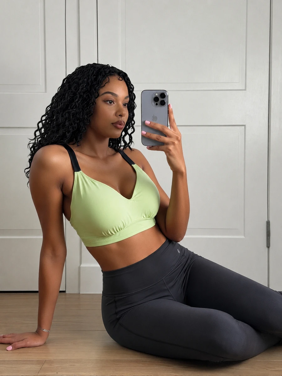 SHEIN Core Rhythm Plus Size Women's Colorblock Casual Everyday Adjustable Strap Nursing Bra - Mint Green - View 1