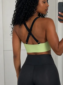 SHEIN Core Rhythm Plus Size Women's Colorblock Casual Everyday Adjustable Strap Nursing Bra - Mint Green - View 2