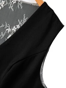 Grovea Plus Size Solid Color Minimalist Normal Elegant Casual Lace Patchwork Design Women's Versatile Short Jacket Evening Office Formal Black Autumn Fall - Black - View 8