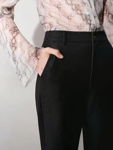 MOTF PREMIUM WOMEN'S SOLID COLOR ELASTIC WAIST FLARE PANTS - Black - View 2