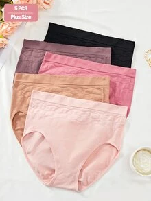 SHEIN 5件組高腰收腹提臀無痕大尺碼內褲 - 彩色 - 查看 4
