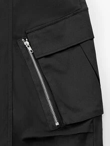 PAVTROS Men's Cargo Pocket Wide Leg Loose Casual Pants - Black - View 6