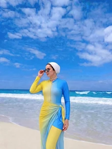 Swim Shayni 漸層拉鍊多件式優雅保守女款泳衣套裝 - 彩色 - 查看 4