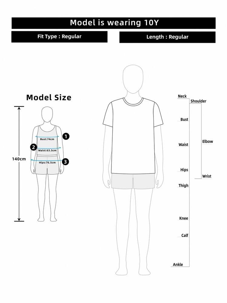 SHEIN Áo thun nữ thiếu nhi dệt kim màu trơn cổ tròn dáng ôm phong cách thường ngày - Xám - Xem 9