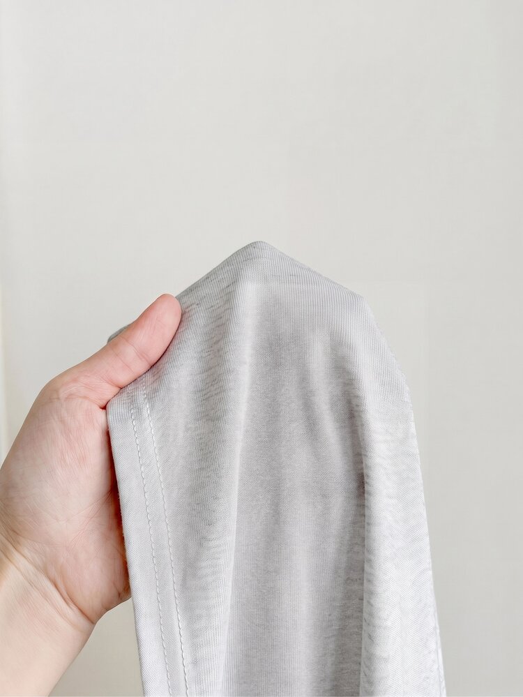 SHEIN Áo thun nữ thiếu nhi dệt kim màu trơn cổ tròn dáng ôm phong cách thường ngày - Xám - Xem 3