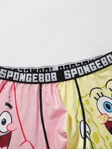 SpongeBob SquarePants | SHEIN 男士字母卡通印花休閒日常四角內褲 - 彩色 - 查看 4