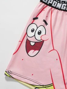 SpongeBob SquarePants | SHEIN 男士字母卡通印花休閒日常四角內褲 - 彩色 - 查看 6