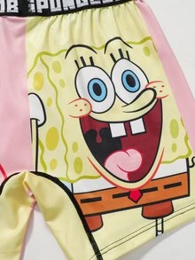 SpongeBob SquarePants | SHEIN 男士字母卡通印花休閒日常四角內褲 - 彩色 - 查看 10