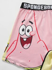 SpongeBob SquarePants | SHEIN 男士字母卡通印花休閒日常四角內褲 - 彩色 - 查看 9