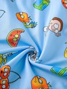 Rick and Morty X SHEIN سروال داخلي رجالي بطبعة كرتونية مضحكة - أبيض وأسود - مشاهدة 9