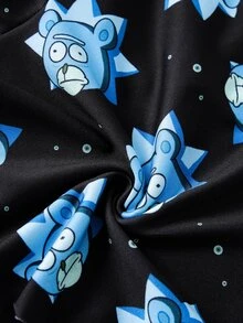 Rick and Morty X SHEIN 男士趣味卡通印花四角內褲 - 黑色 - 查看 6