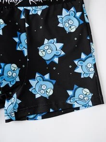 Rick and Morty X SHEIN 男士趣味卡通印花四角內褲 - 黑色 - 查看 5