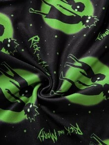 Rick and Morty X SHEIN Celana Dalam Boxer Pria Kasual dengan Motif Huruf dan Pinggang Elastis - Hitam dan Putih - View 10