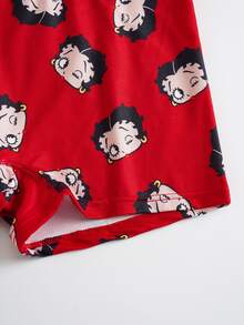 Betty Boop x SHEIN 聯名女童內衣套裝，背心 + 紅色印花四角內褲 2 件組 - 紅色 - 查看 11