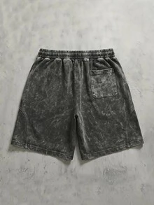 ROMWE MEN Essentials Quần short nam dáng đứng phối patchwork giặt wash mài rách - Xám - Xem 2