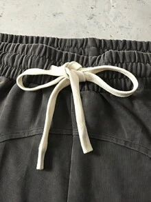 ROMWE MEN Essentials Quần short nam dáng đứng phối patchwork giặt wash mài rách - Xám - Xem 4