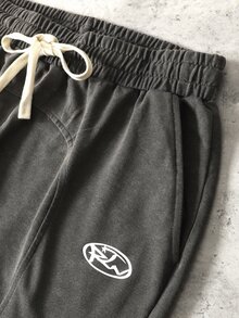 ROMWE MEN Essentials Quần short nam dáng đứng phối patchwork giặt wash mài rách - Xám - Xem 5