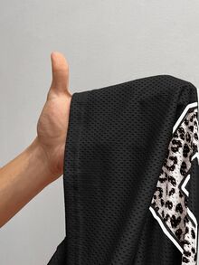 SHEIN PETITE Pink Mesh Women's Printed T-Shirt Jersey Street Girl,Petite Women - Black - View 11