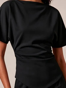 COSMINA Women's Casual Elegant Basic Top And Pants 2 Pieces Set - Black - View 5