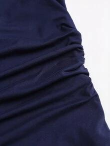 Sweetra 圓領掛脖繫帶蕾絲拼接設計 溫柔極簡性感修身貼身夏季女款背心 - 藏蓝色 - 查看 8