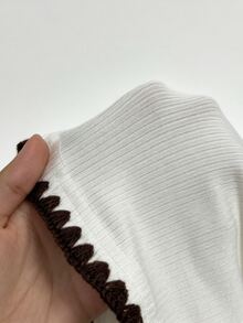 Cévolie 女士休闲拼接抹胸上衣，日常百搭 - 白色 - 查看 8