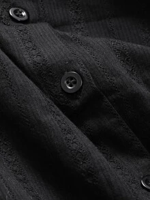 DAZY Casual Long Sleeve Women Blouse, Solid Color Textured Loose Fit,Long Sleeve Tops,Fall Clothes - Black - View 4