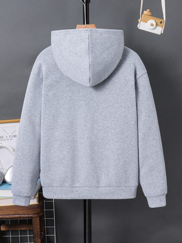 Teen Boy Teen Boy Minimalist Street Style Small Letter Print Sweatshirt, Casual College Comfortable Fashion Simple Practical Versatile Soft Fabric Suitable For Daily Wear, School, Travel, Outdoor Sports, Autumn/Winter Season, Back To School - Grey - View 6