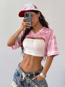 Coolane Women's Digital Pattern Casual Daily Long Sleeve Top - Baby Pink - View 5