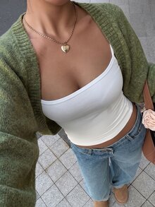 Autumina 女款長袖休閒極簡百搭開襟衫 - 綠色 - 查看 1