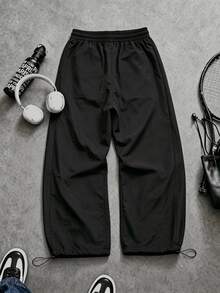 GymRaken Men's Colorblock Casual Versatile Daily Travel Sports Long Pants, Gym - Black - View 2
