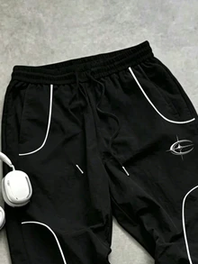 GymRaken Men's Colorblock Casual Versatile Daily Travel Sports Long Pants, Gym - Black - View 4