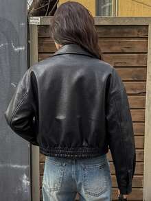 DAZY Spring New Vintage Leather Jacket, Short Style, Regular Fit, Suitable For Valentine's Day - Black - View 2