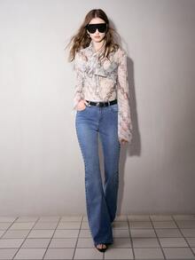 MOTF PREMIUM WOMEN'S STUDDED FLARE JEANS, AUTUMN/WINTER - Blue - View 5