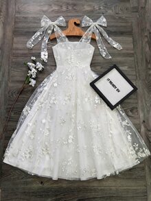 SHEIN Raffinéa Elegant Lace Jacquard Dress - White - View 3