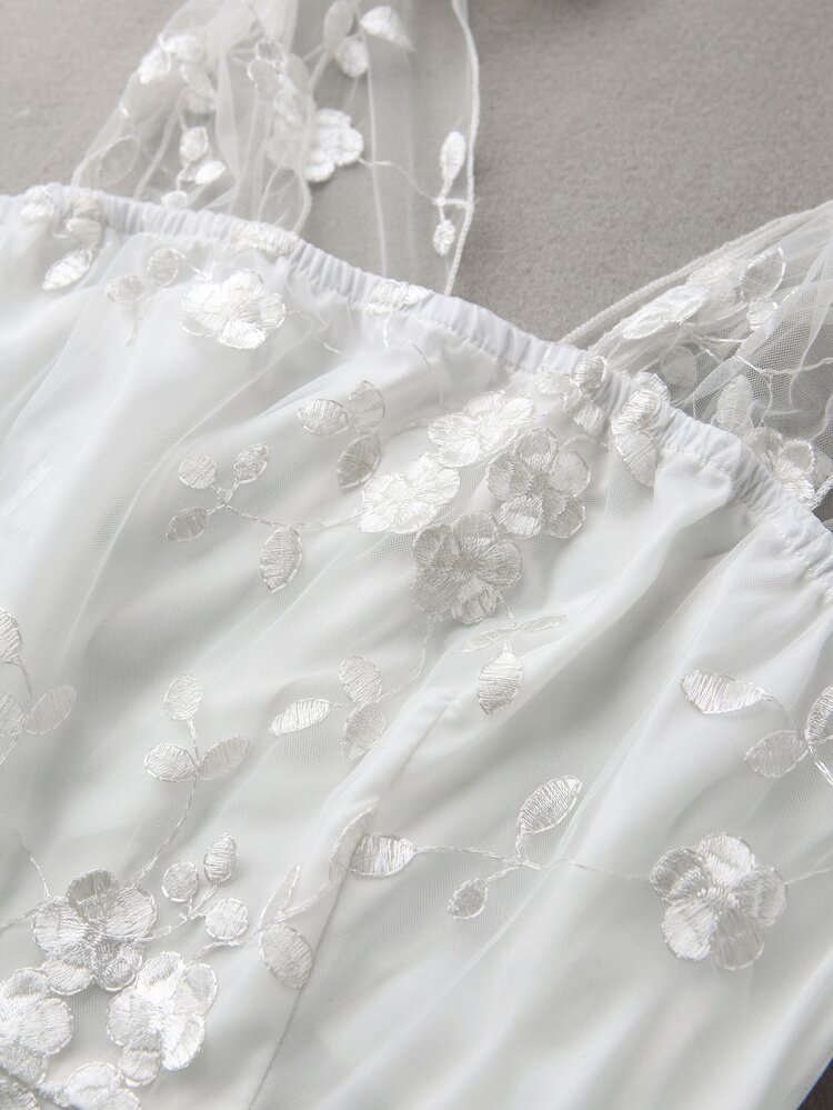 SHEIN Raffinéa Elegant Lace Jacquard Dress - White - View 5