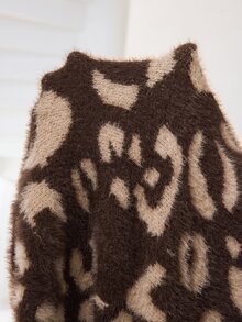 Solflare Sweater Rajut Lembut Motif Leopard dengan Bahu Longgar, Cocok untuk Pesta Formal, Warna Cokelat, Musim Gugur, Kasual, Gaya 1920-an, dan Musim Dingin. - MultiWarna - View 8