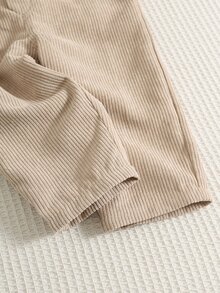 SHEIN Baby Boy Spring Autumn Winter Solid Color Casual Versatile Round Neck Sleeveless Thick Romper Long Pants Comfortable - Khaki - View 7