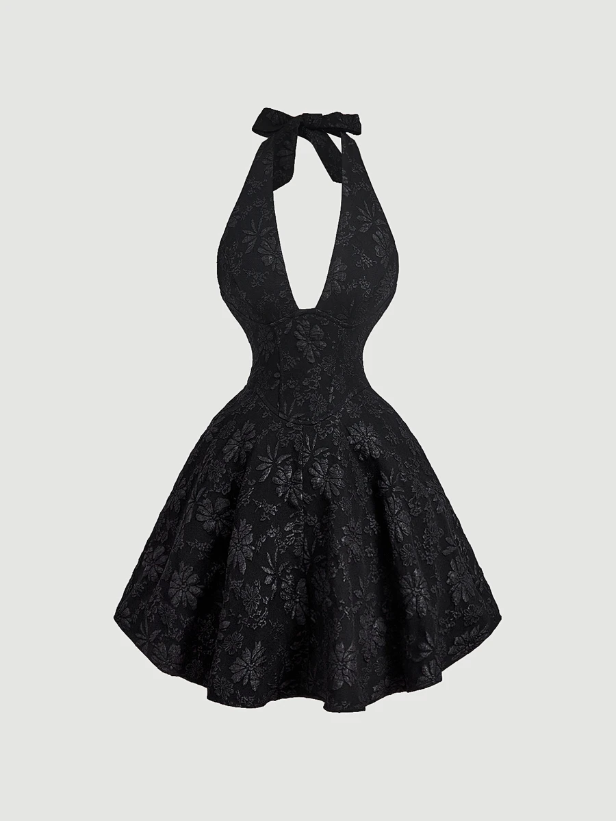 SHEIN MOD Petite 女用迷你連身裙 - 黑色 - 查看 1