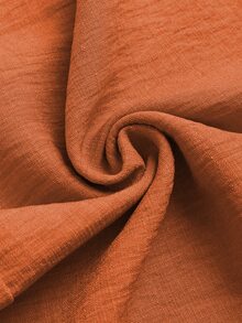 SHEIN Veneréa Set Celana Panjang Wanita Musim Panas Warna Polos Longgar dengan Kaki Lebar - Burnt Orange - View 5