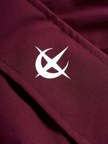 Manfinity EMRG Men's Casual Daily Colorblock Print Zip-Up Hoodie Jacket - Burgundy - View 4