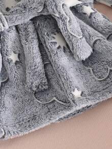新生兒柔軟舒適毛絨灰色星星與雲朵長袖連帽睡衣 節慶套裝 秋冬開襟外套 - 淺灰色 - 查看 7