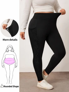 Enliva Plus Size Leggings Formal Workout Black Summer Casual Traditional - Black - View 1