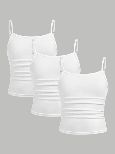 Girlism Teen Girls Slim Fit Casual Sports Cami Tank Top Basic 3pcs Set