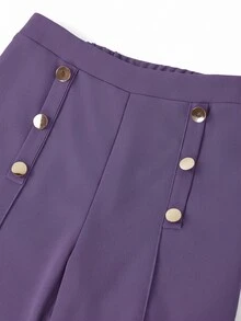 SHEIN Clasi 女士夏季两件套：优雅扎染印花衬衫搭配金属纽扣装饰弹力针织直筒裤，适合通勤、度假、约会等场合。 - 彩色 - 查看 8
