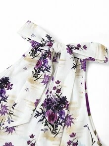 SHEIN Clasi 女士夏季两件套：优雅扎染印花衬衫搭配金属纽扣装饰弹力针织直筒裤，适合通勤、度假、约会等场合。 - 彩色 - 查看 7