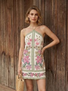 CAJUNI Pink Embroidery Flowers Mini Dress - Multicolor - View 6