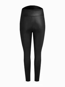 Modmama Maternity Fashion Versatile Solid Color High Waist Leggings - Black - View 4