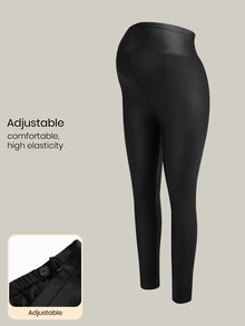 Modmama Maternity Fashion Versatile Solid Color High Waist Leggings - Black - View 9